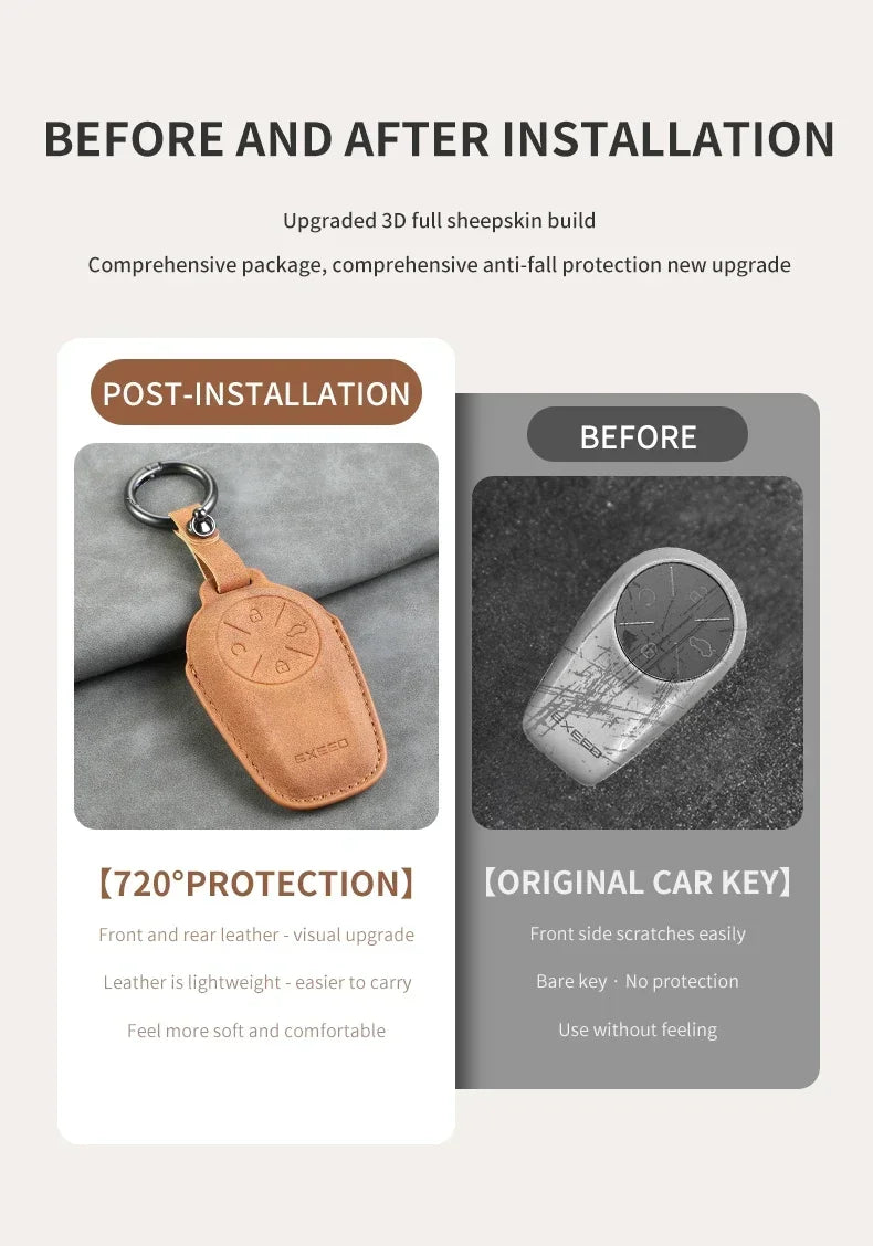 Leather Key Case for Chery EXEED – Stylish Car Fob Cover