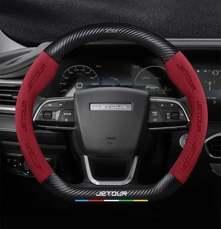 Suede Carbon Fiber Steering Wheel Cover for Chery Jetour T2 2023–2024