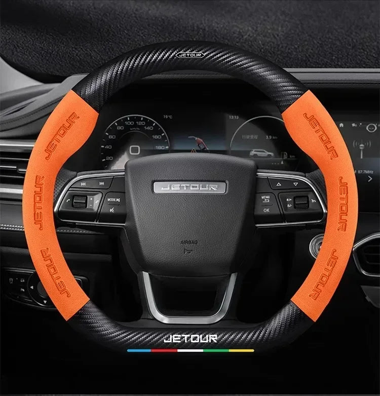 Suede Carbon Fiber Steering Wheel Cover for Chery Jetour T2 2023–2024