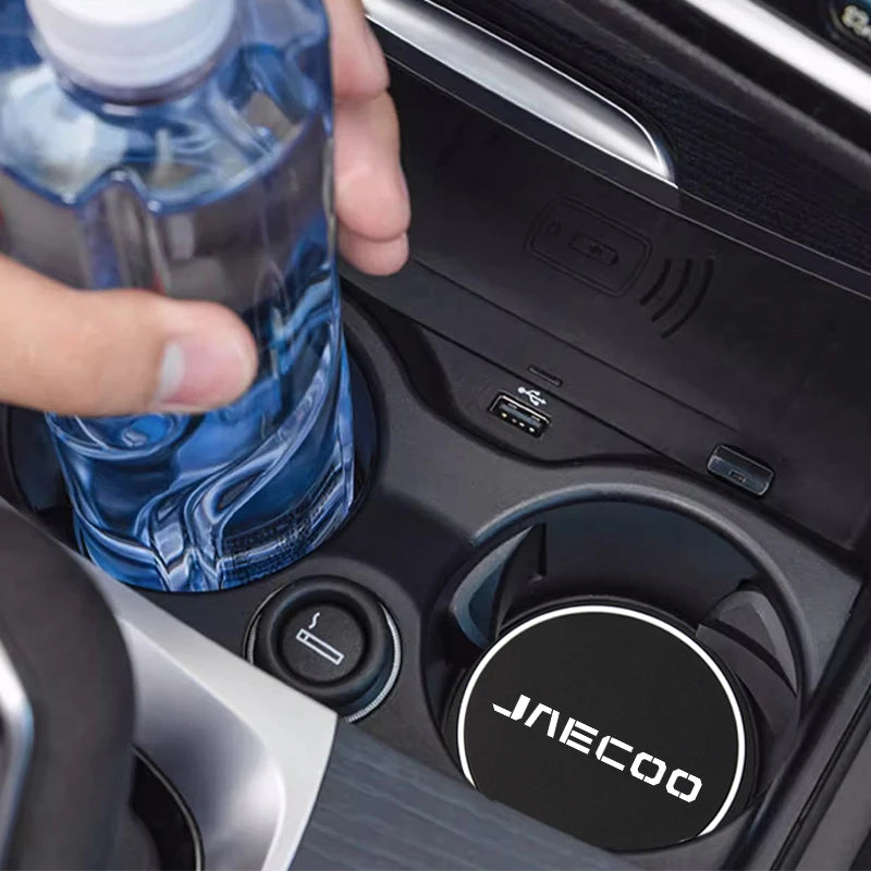 2Pcs Anti-slip Car Coaster Cup Holder Mats for Chery Jaecoo J7 J8 2023-2025