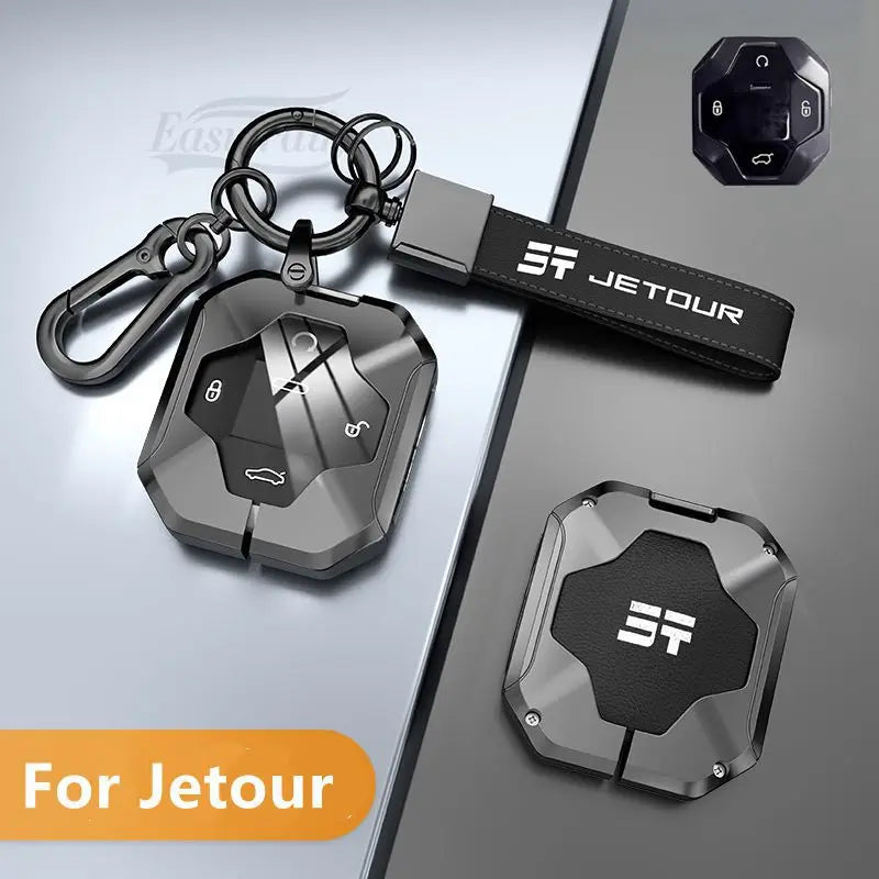 Zinc Alloy Leather Key Case with Chain for Chery Jetour Traveller 2023-2024