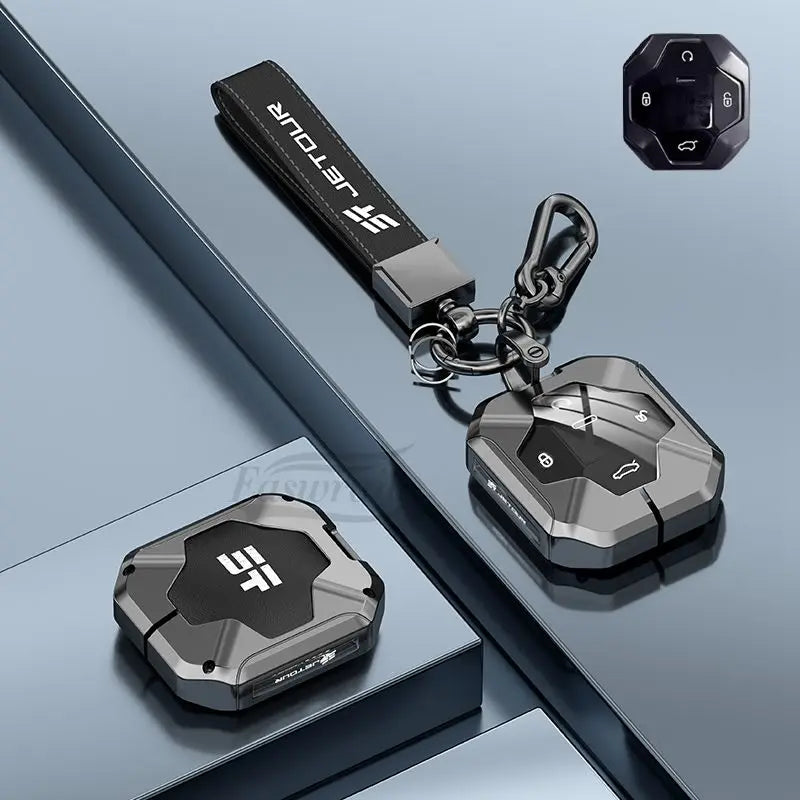 Zinc Alloy Leather Key Case with Chain for Chery Jetour Traveller 2023-2024