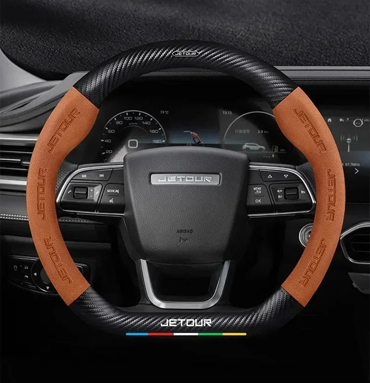 Suede Carbon Fiber Steering Wheel Cover for Chery Jetour T2 2023–2024