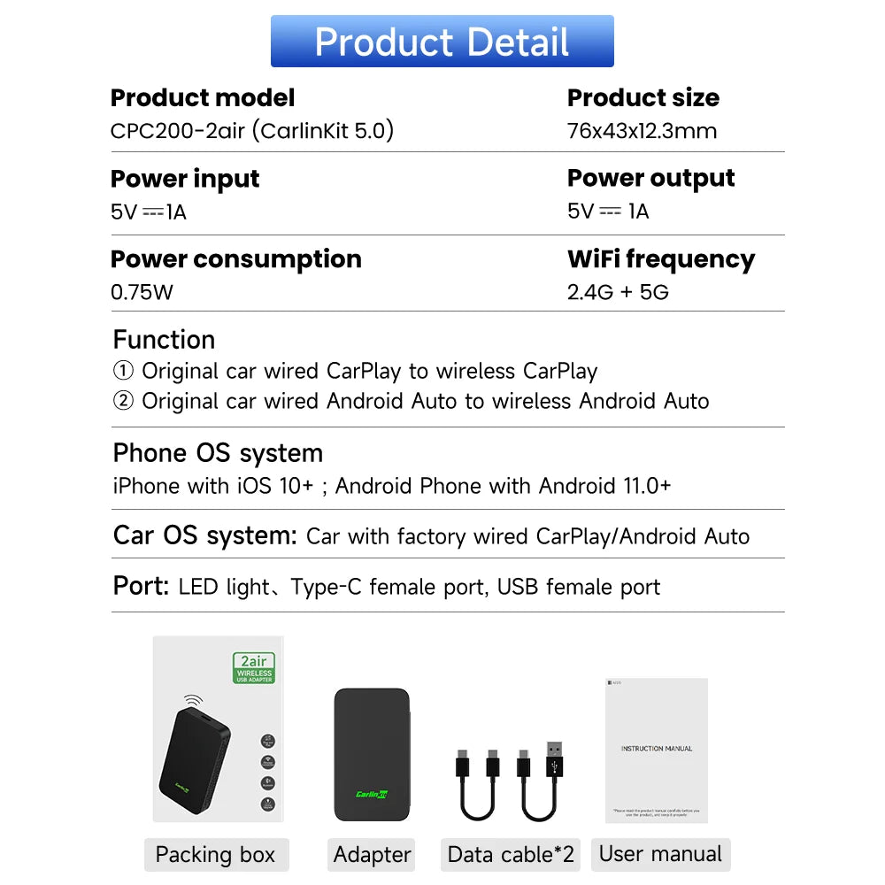 CarlinKit 5.0 Wireless CarPlay & Android Auto Adapter