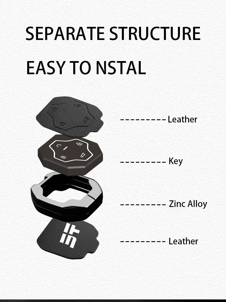 Zinc Alloy Goatskin Key Case for Jetour T2 / Traveller (2023–2024)