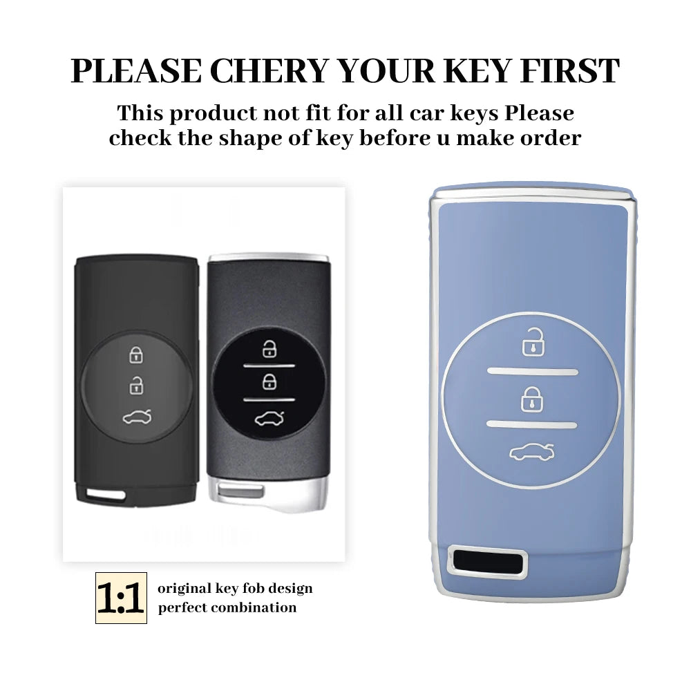 TPU Car Key Cover for Chery Tiggo, Arrizo & Exeed – Key Ring Holder Included