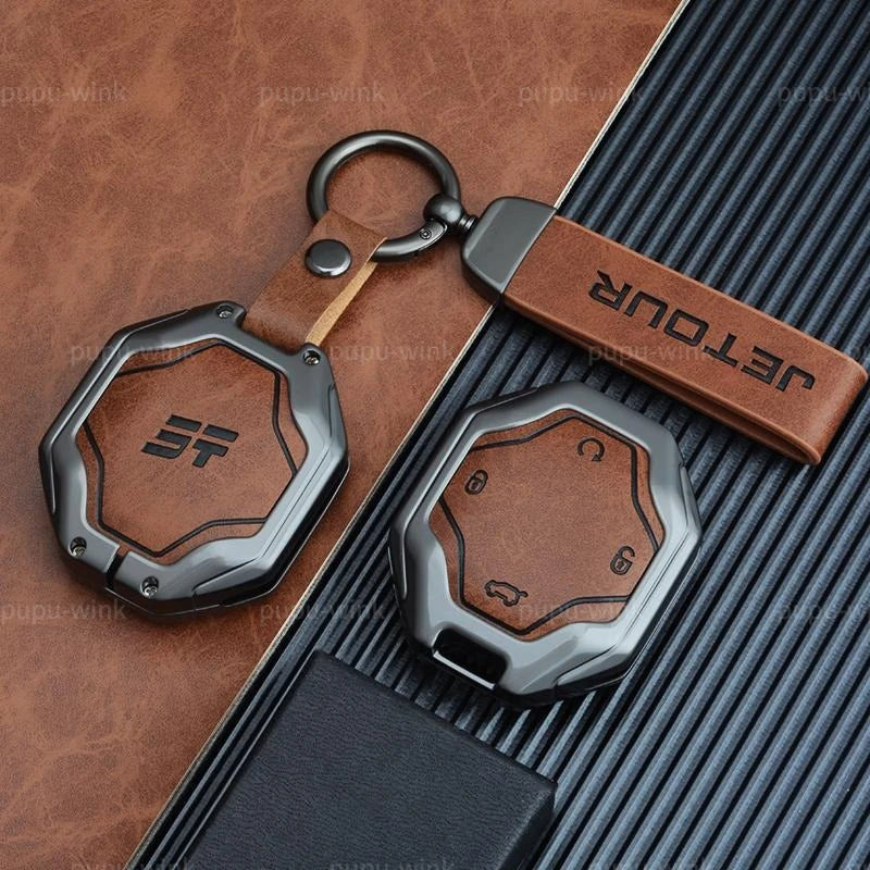 Leather Alloy Keychain for Chery Jetour T2 Traveller