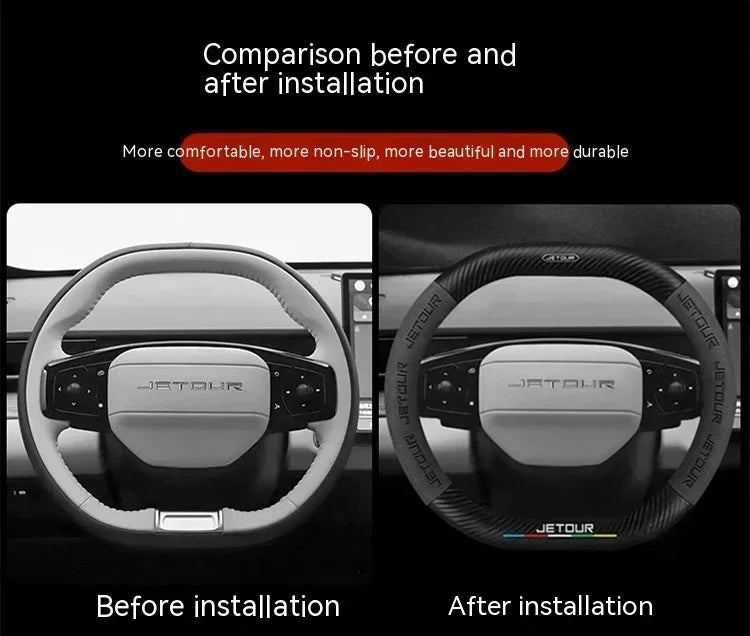 Suede Carbon Fiber Steering Wheel Cover for Chery Jetour T2 2023–2024
