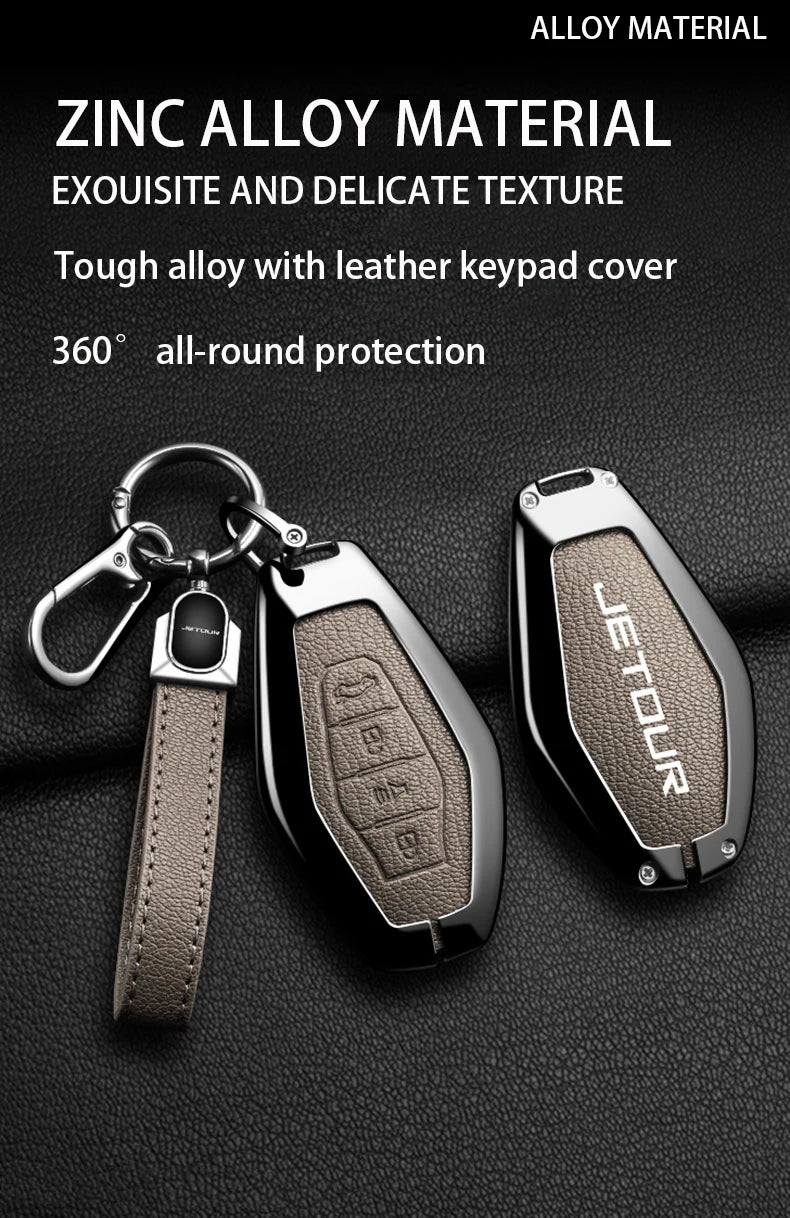 Zinc Alloy Goatskin Key Case for Jetour T2 / Traveller (2023–2024)
