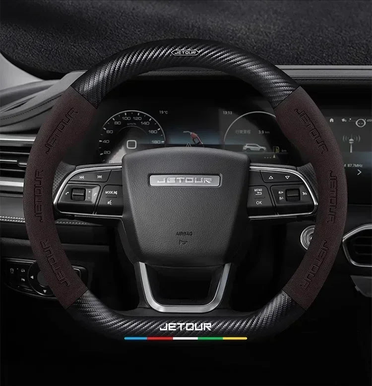 Suede Carbon Fiber Steering Wheel Cover for Chery Jetour T2 2023–2024