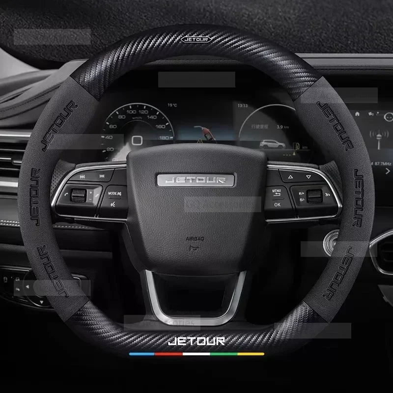 Suede Carbon Fiber Steering Wheel Cover for Chery Jetour T2 2023–2024
