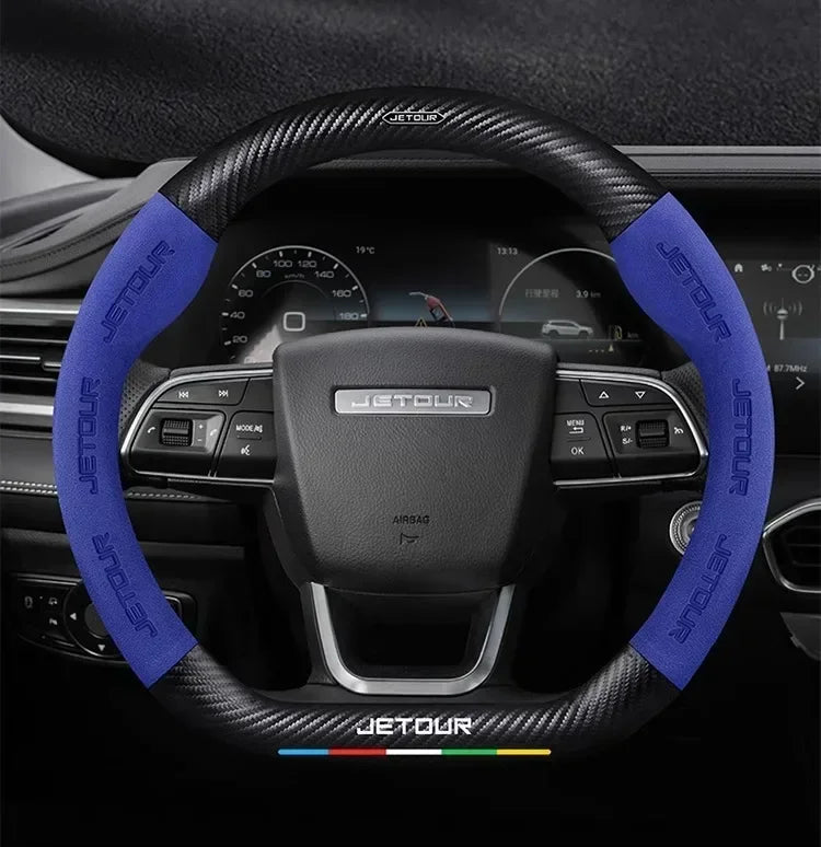 Suede Carbon Fiber Steering Wheel Cover for Chery Jetour T2 2023–2024
