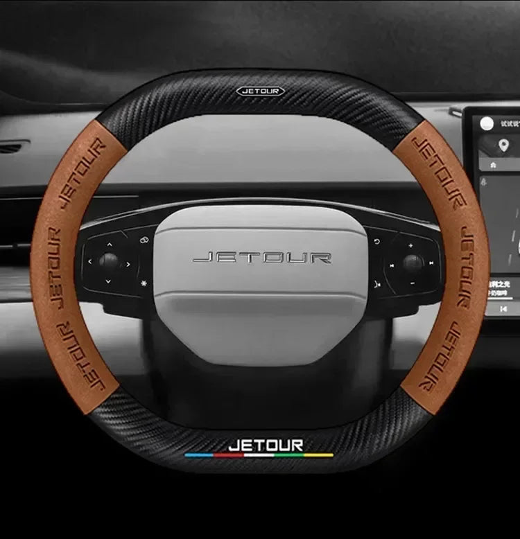 Suede Carbon Fiber Steering Wheel Cover for Chery Jetour T2 2023–2024