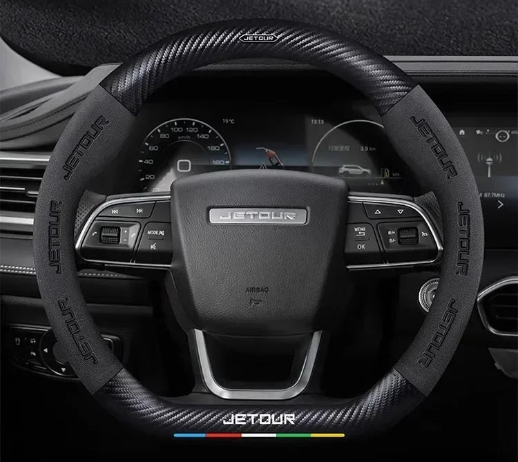 Suede Carbon Fiber Steering Wheel Cover for Chery Jetour T2 2023–2024