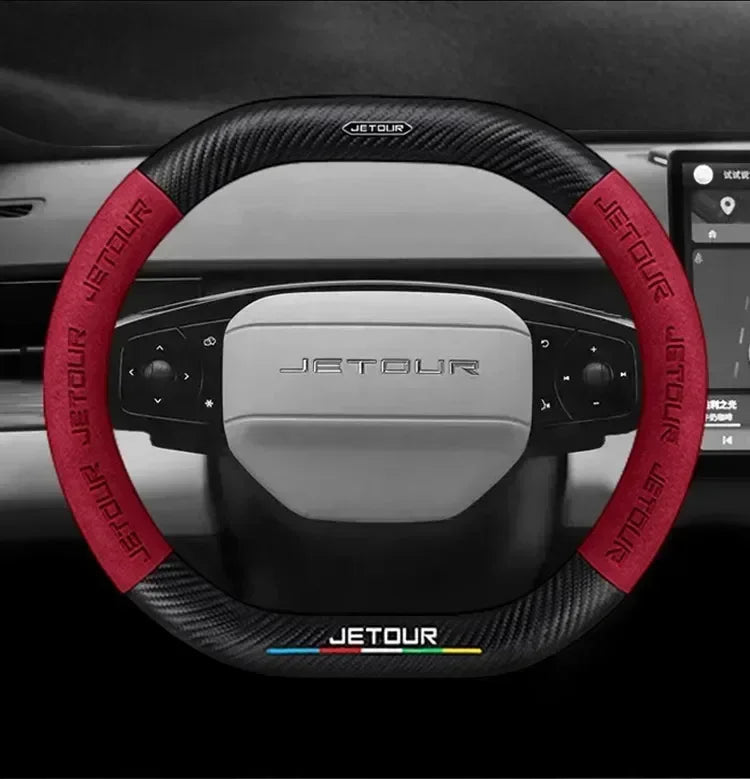 Suede Carbon Fiber Steering Wheel Cover for Chery Jetour T2 2023–2024