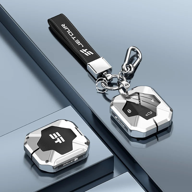 Zinc Alloy Leather Key Case with Chain for Chery Jetour Traveller 2023-2024