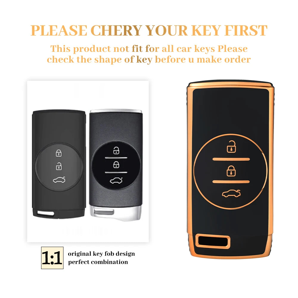 TPU Car Key Cover for Chery Tiggo, Arrizo & Exeed – Key Ring Holder Included