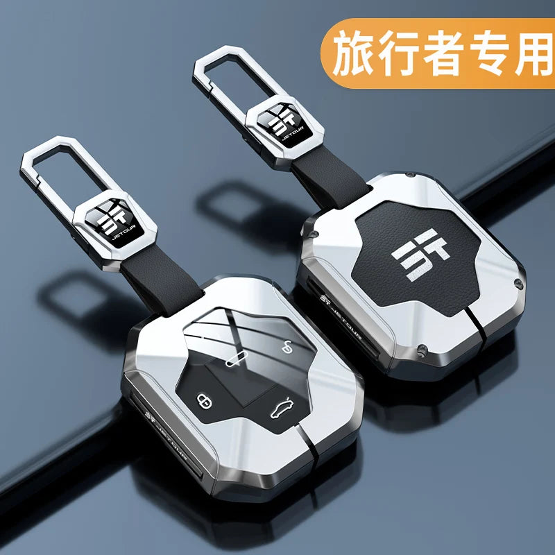 Zinc Alloy Leather Key Case with Chain for Chery Jetour Traveller 2023-2024