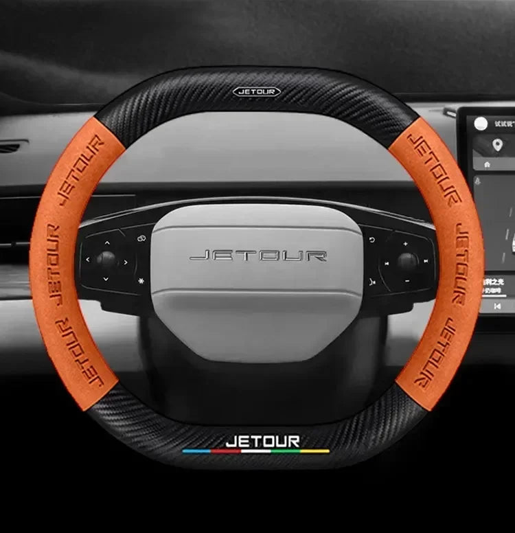 Suede Carbon Fiber Steering Wheel Cover for Chery Jetour T2 2023–2024