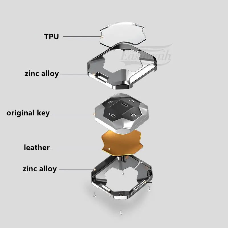 Zinc Alloy Leather Key Case with Chain for Chery Jetour Traveller 2023-2024